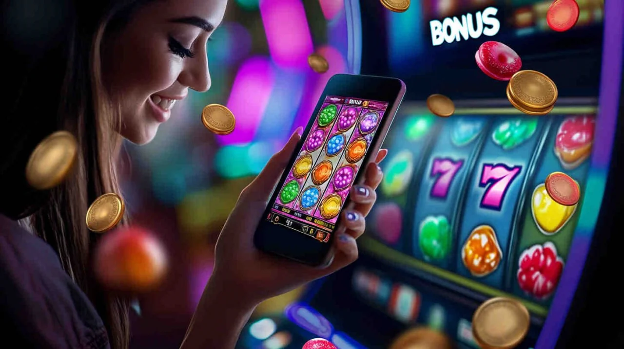 Illustration of a player opening slot games on a smartphone.